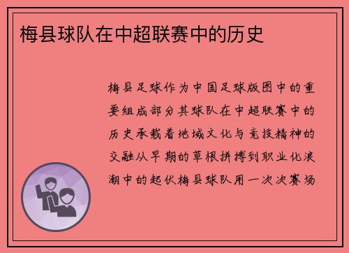 梅县球队在中超联赛中的历史